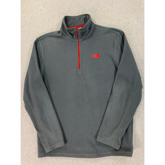 The North Face 1/4 Zip Fleece Pullover Shirt (Men's‎ Medium) Gray/Red - Picture 1 of 12
